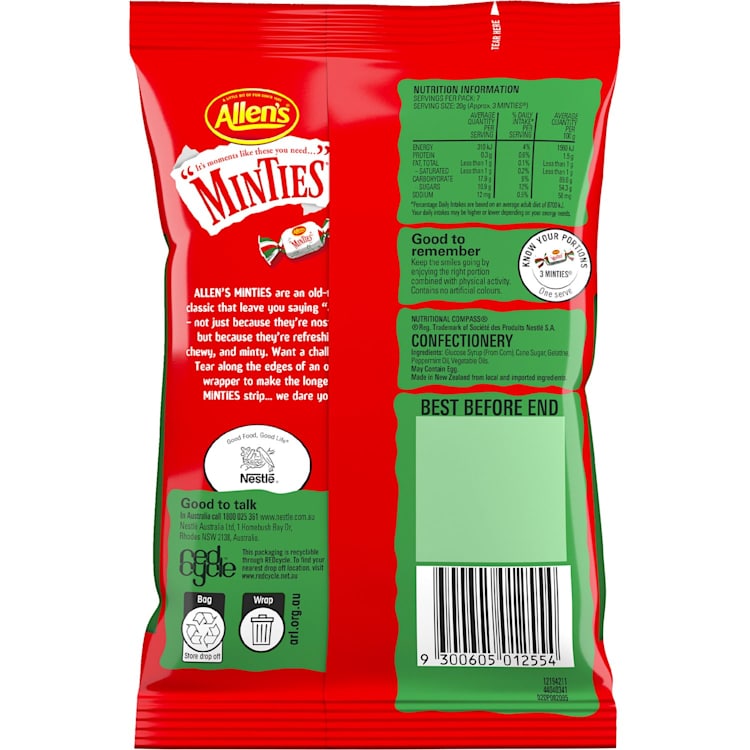 Allen's Minties Mint Chew Lollies Bag