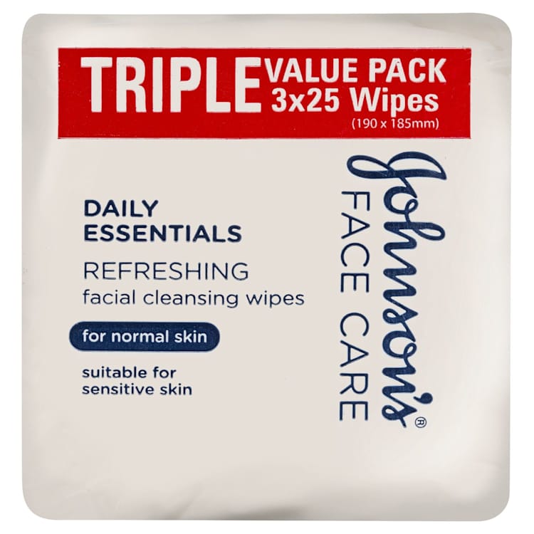 Johnson's Daily Essentials Facial Cleansing Wipes Normal Skin 25 Pack