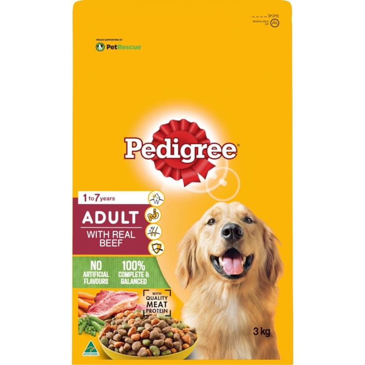 Pedigree Dry Dog Food Real Beef Bag