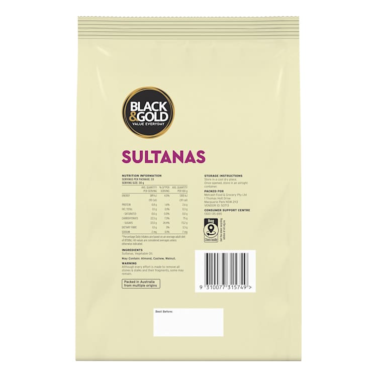 Black & Gold Sultanas