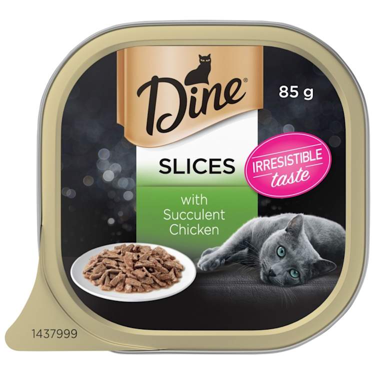 Dine Wet Cat Food Succulent Chicken Slices Tray