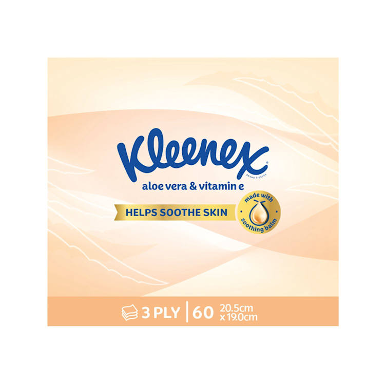 Kleenex Wellbeing Facial Tissues Aloe Vera & Vitamin E 3-Ply