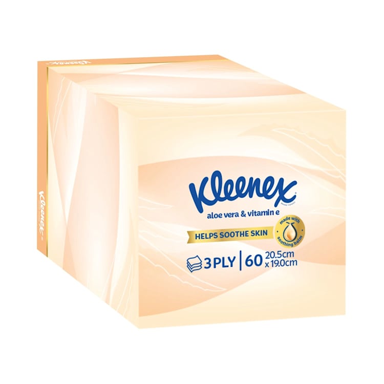 Kleenex Wellbeing Facial Tissues Aloe Vera & Vitamin E 3-Ply