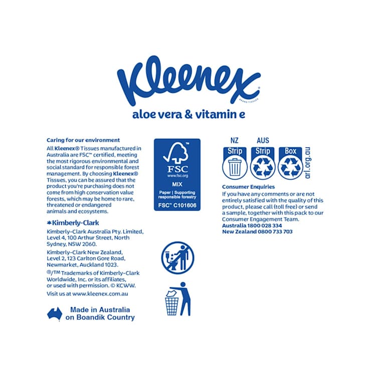 Kleenex Wellbeing Facial Tissues Aloe Vera & Vitamin E 3-Ply