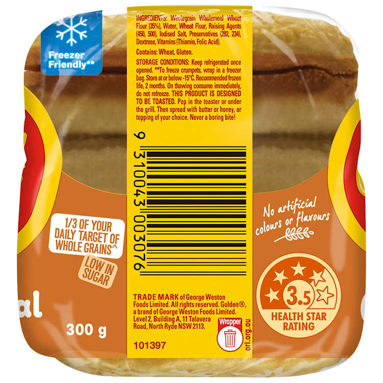 Golden Crumpets Wholemeal