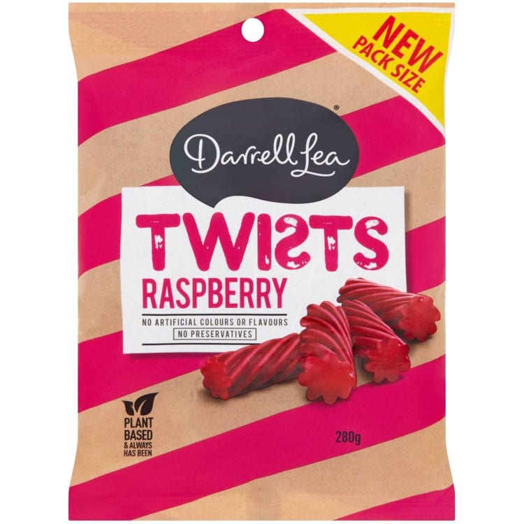 Darrell Lea Twists Raspberry Liquorice