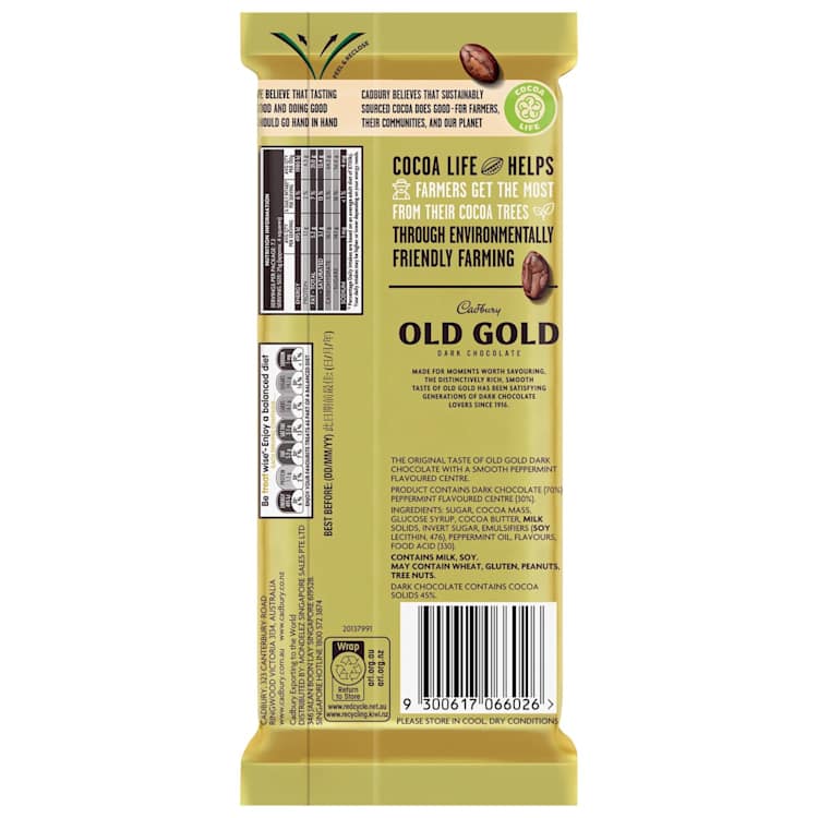 Cadbury Old Gold Dark Chocolate Peppermint
