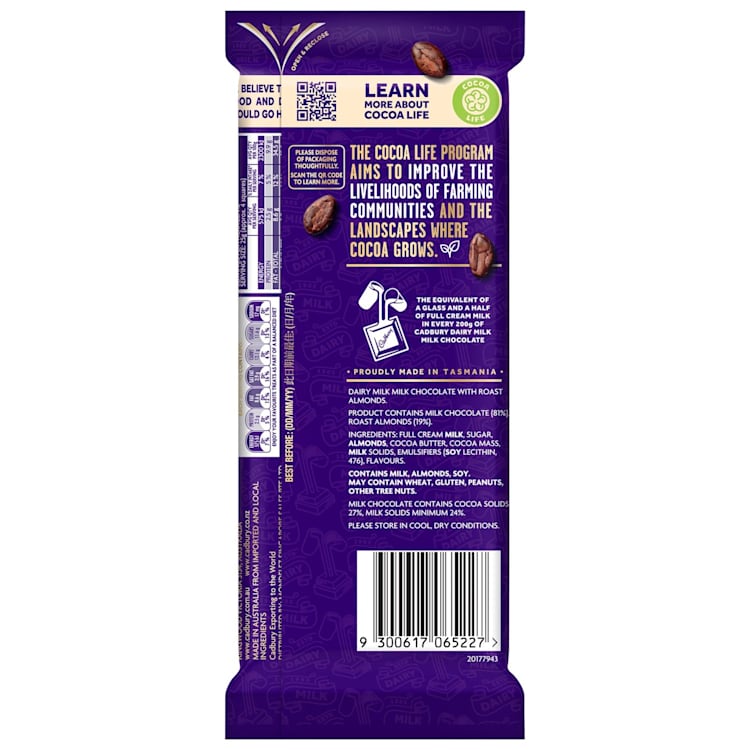 Cadbury Dairy Milk Roast Almond Chocolate Block