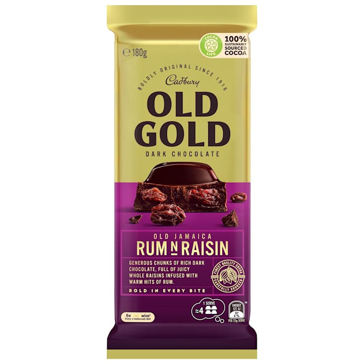 Cadbury Old Gold Dark Chocolate Old Jamaica Rum N Raisin