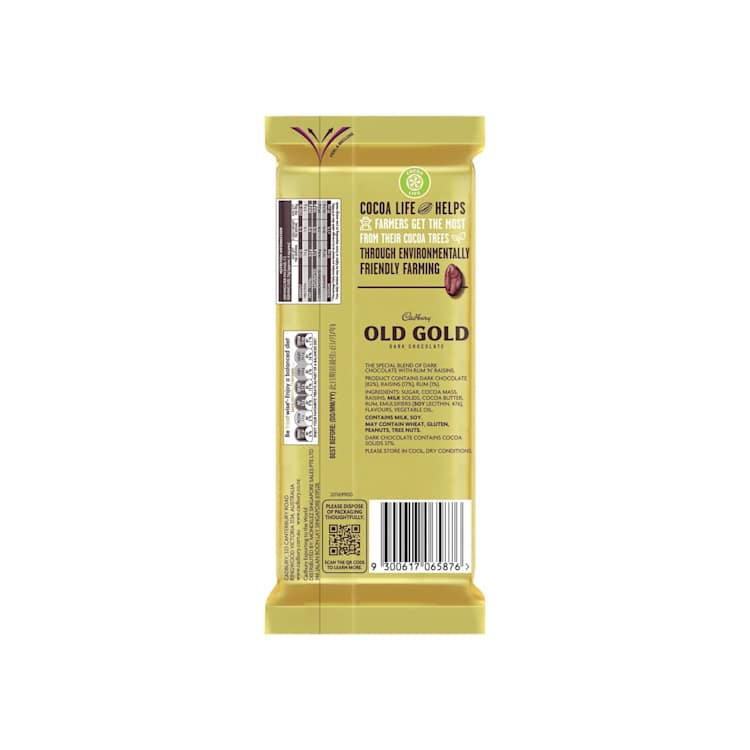 Cadbury Old Gold Dark Chocolate Old Jamaica Rum N Raisin