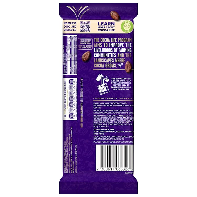Cadbury Dairy Milk Tropical Pineapple Milk Chocolate Block