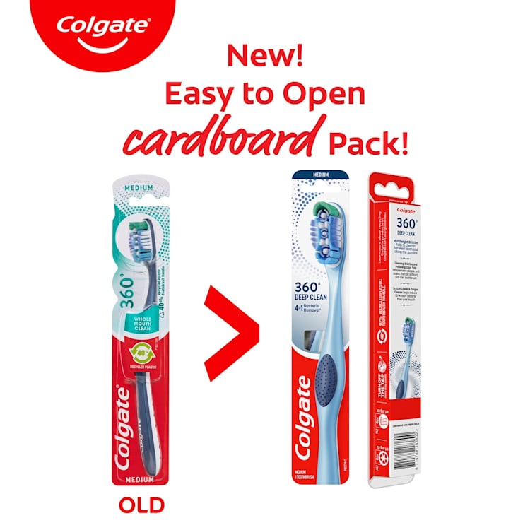 Colgate 360° Whole Mouth Clean Manual Toothbrush, Medium Bristles