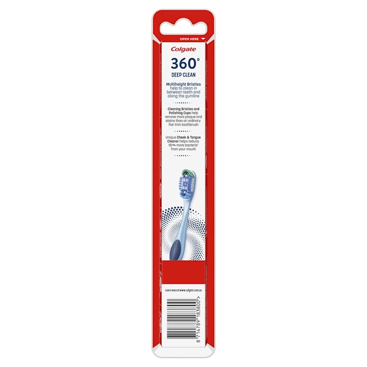 Colgate 360° Whole Mouth Clean Manual Toothbrush, Medium Bristles
