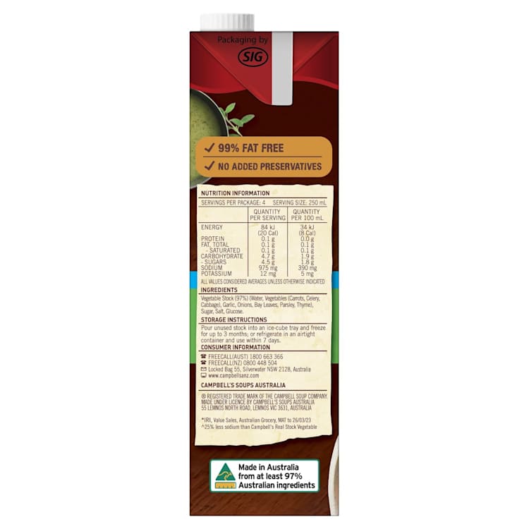 Campbell's Real Vegetable Liquid Stock Salt Reduced