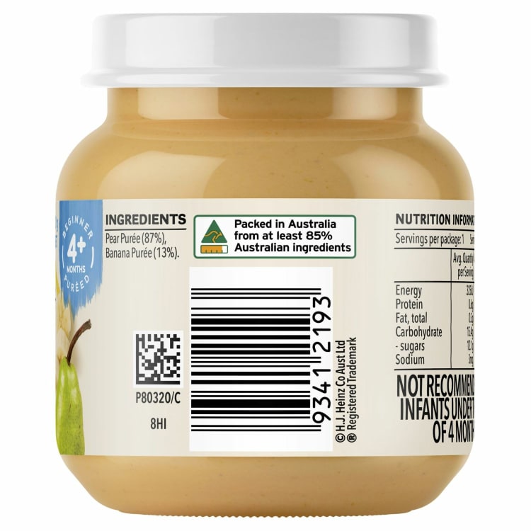 Heinz Pear Banana Baby Food Jar 4+ months IGA Shop Online
