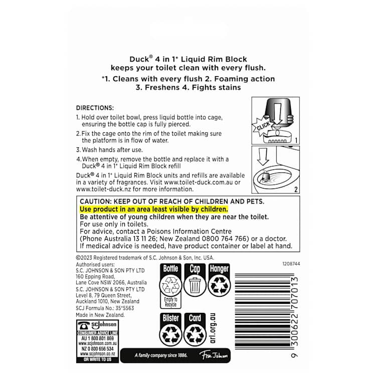 Duck Under The Rim Liquid Toilet Cleaner Lavender