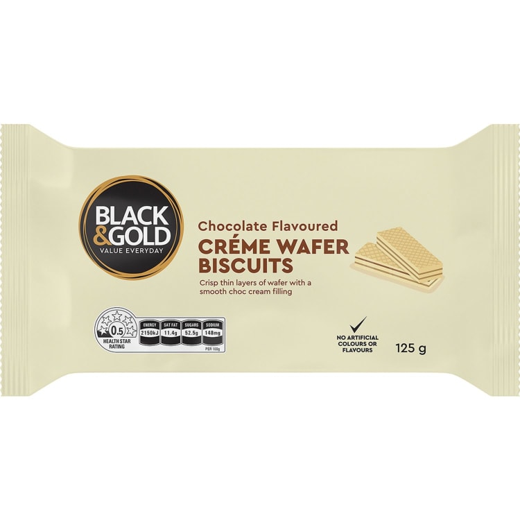 Black & Gold Chocolate Flavoured Creme Wafer Biscuits