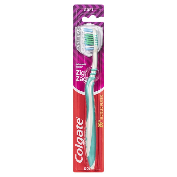 Colgate Zig Zag Deep Interdental Clean 25% Recycled Plastic Toothbrush Soft Adult