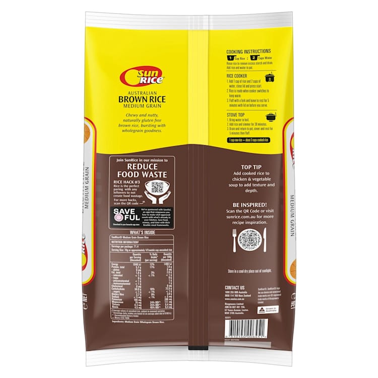 SunRice Medium Grain Brown Rice