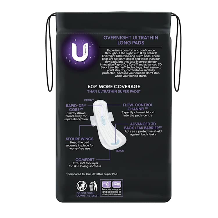 U by Kotex Overnight Ultrathins Long Pads
