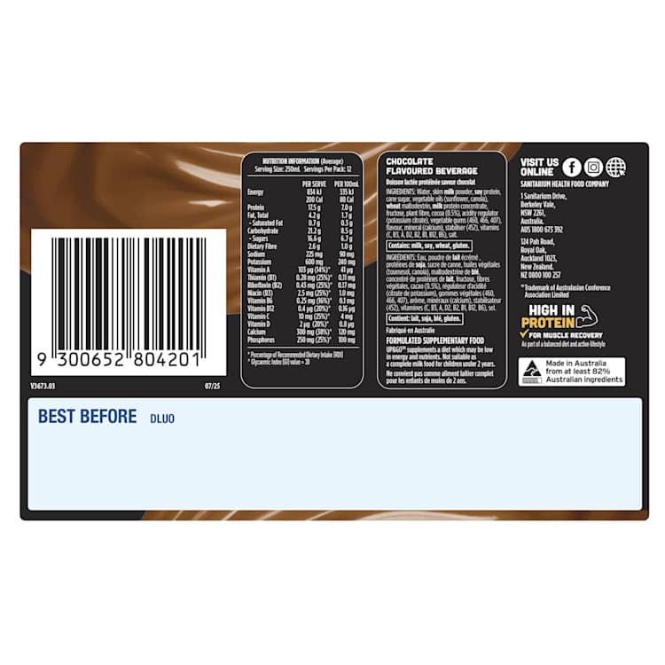 Up & Go Protein Energize Choc Hit 12 Pack | IGA Shop Online