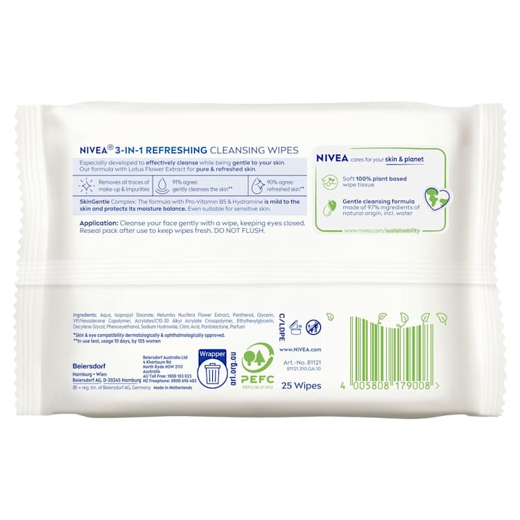  NIVEA 3in1 Refreshing Cleansing Wipes