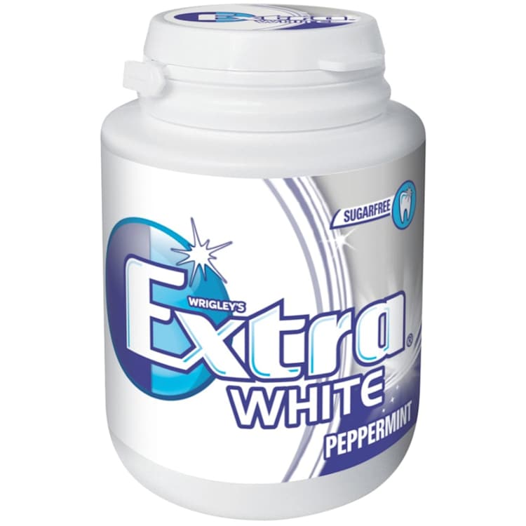 Extra White Peppermint Chewing Gum Sugar Free Bottle