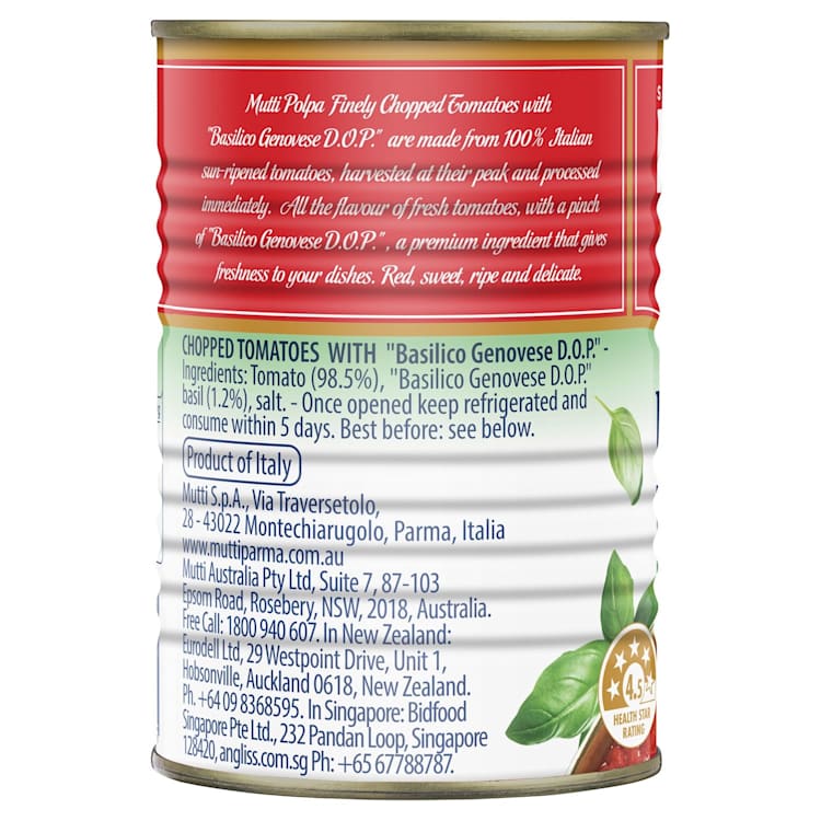 Mutti Finely Chopped Tomatoes with Basil