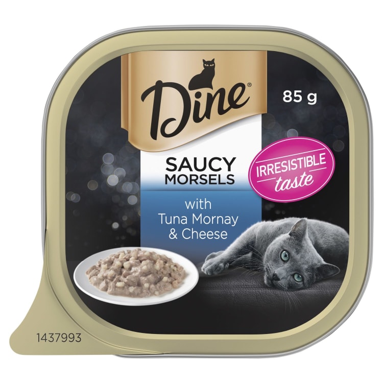 Dine Saucy Morsels With Tuna Mornay & Cheese Wet Cat Food Tray