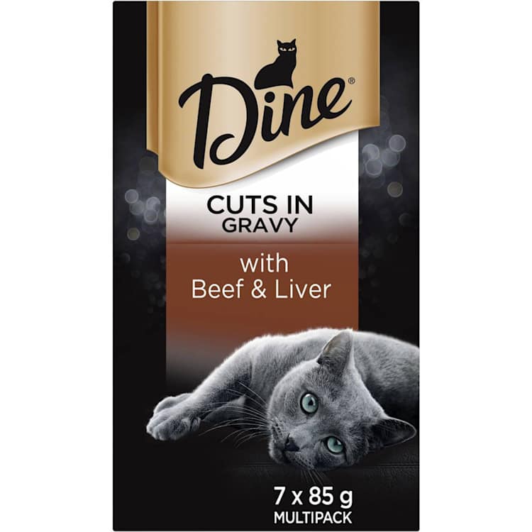 Dine Wet Cat Food Beef & Liver In Gravy 7 Trays