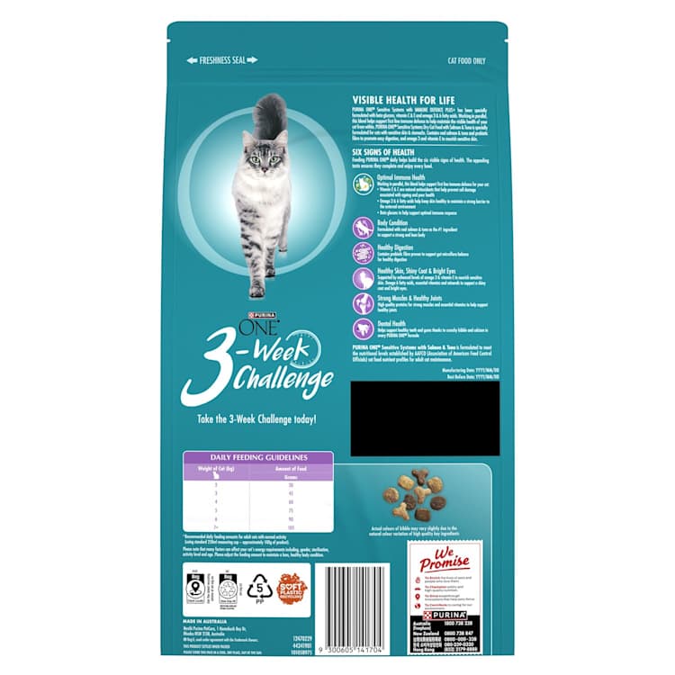 Purina One Adult Sensitive Systems Salmon & Tuna Dry Cat Food Bag