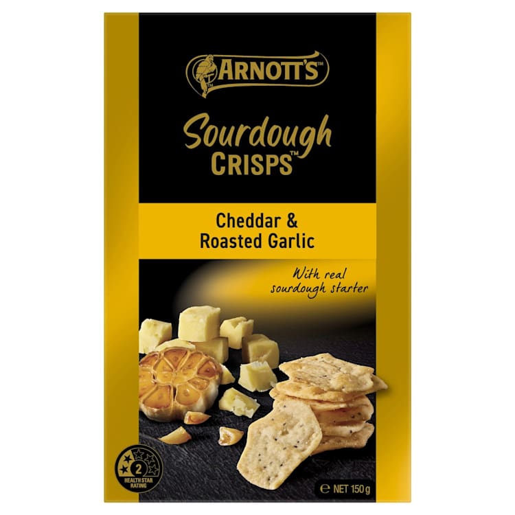 Arnott's Sourdough Crisps Cheddar & Roasted Garlic