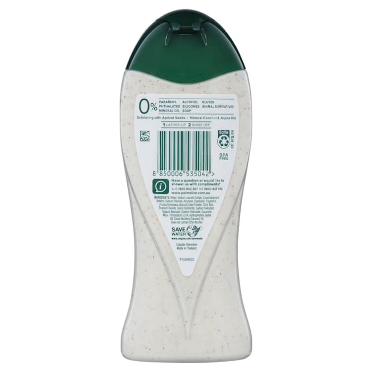 Palmolive Body Butter Coconut & Jojoba Body Wash, Exfoliating Scrub with Real Fruit Seeds