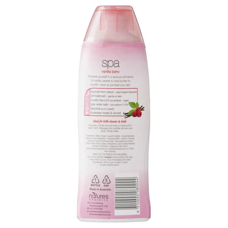 Natures Organics Spa Vanilla Berry Shower Milk With Shea Butter