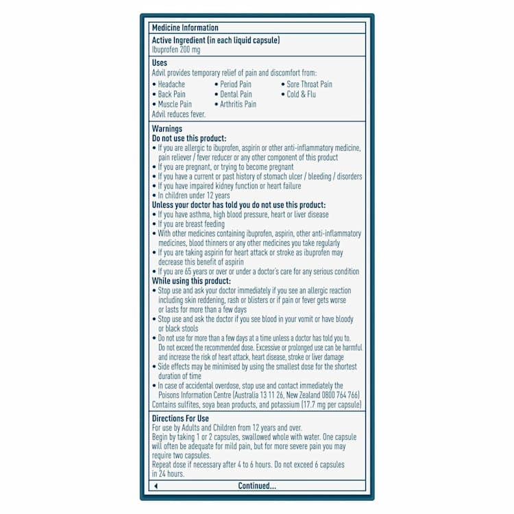 Advil Liquid 200mg Capsules