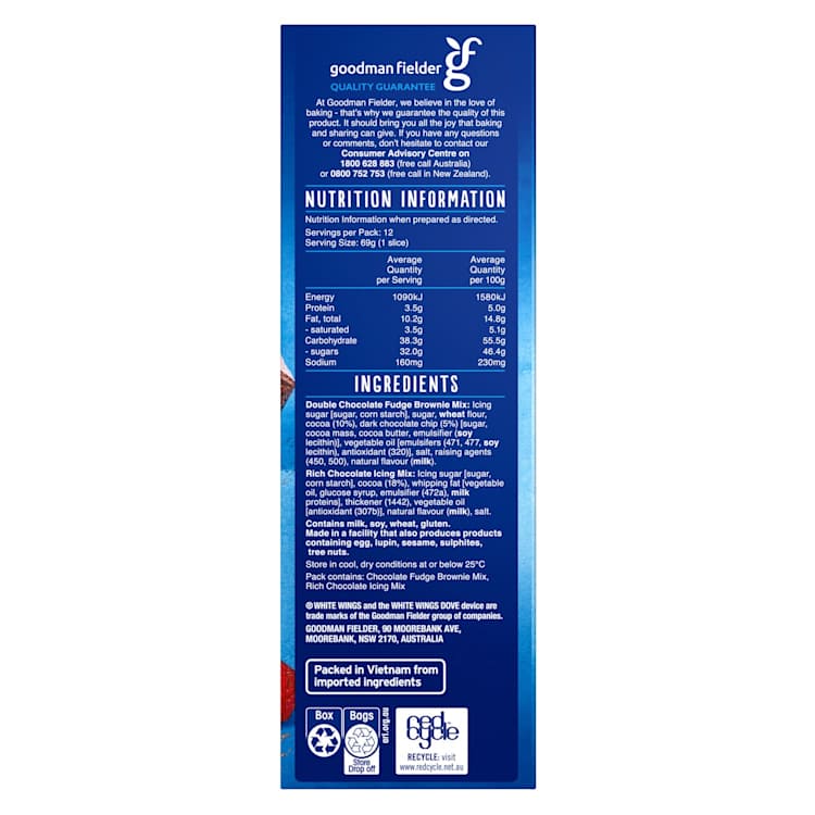 White Wings Double Choc Fudge Brownies