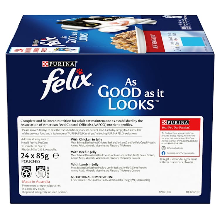 Felix Adult As Good as it Looks Meat Menus in Jelly Wet Cat Food