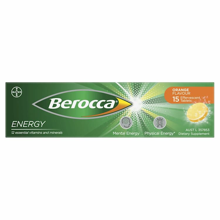 Berocca Energy Vitamin B & C Orange Flavour Effervescent Tablets