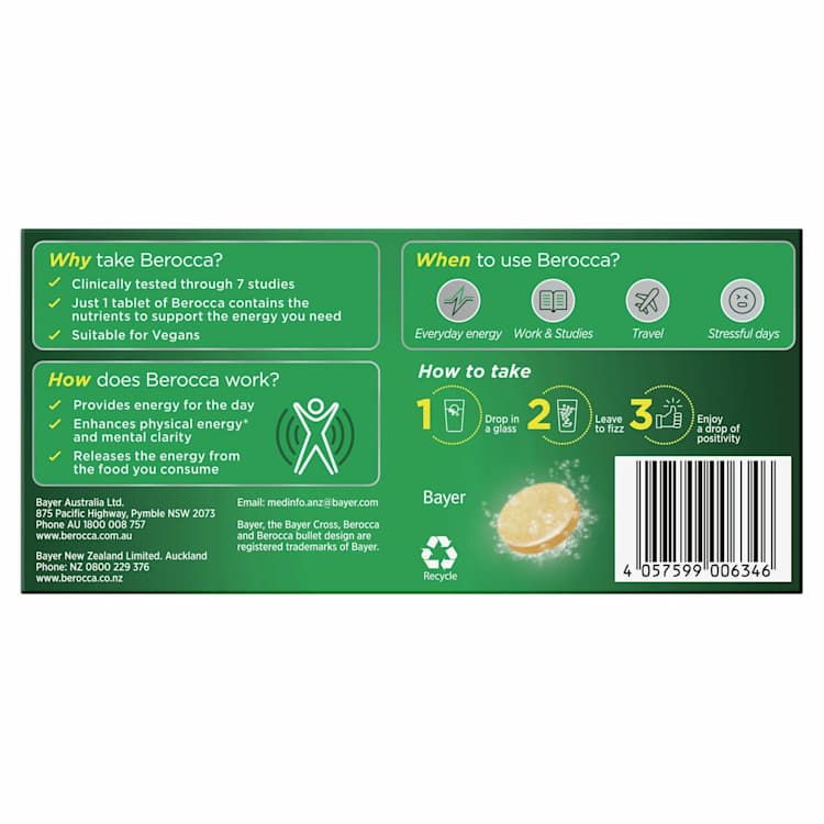 Berocca Energy Vitamin B & C Orange Flavour Effervescent Tablets