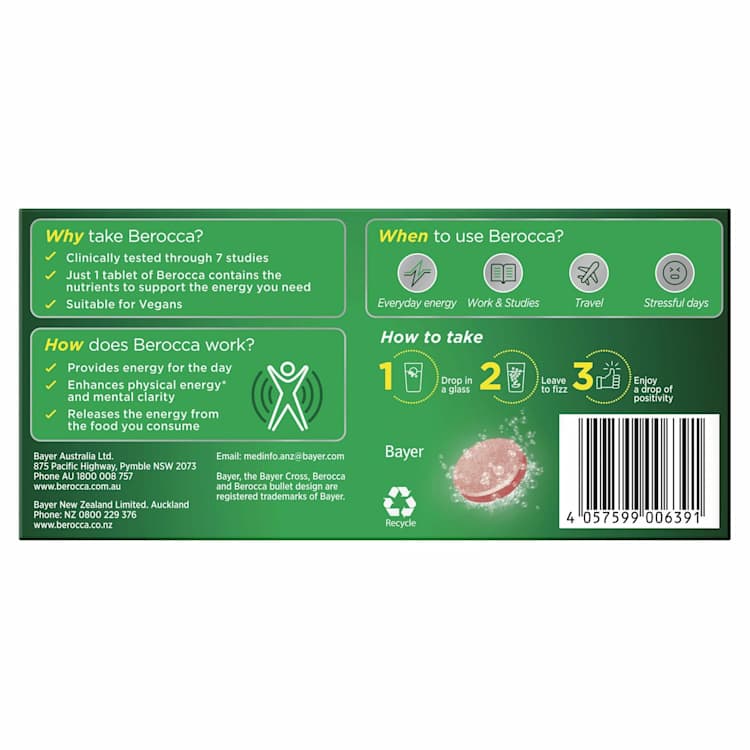 Berocca Energy Vitamin B & C Original Berry Flavour Effervescent Tablets