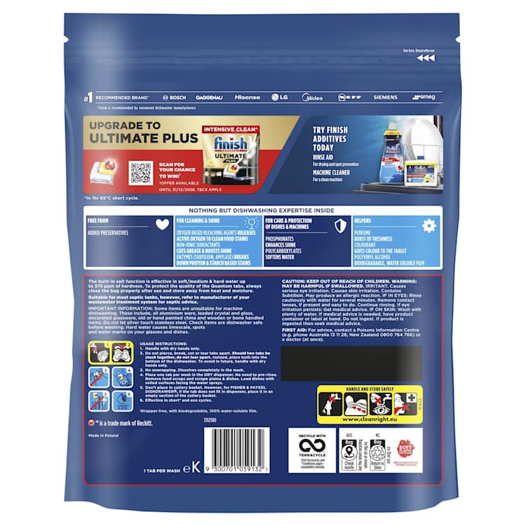 Finish Ultimate All in 1 Dishwashing Tablets Lemon Sparkle