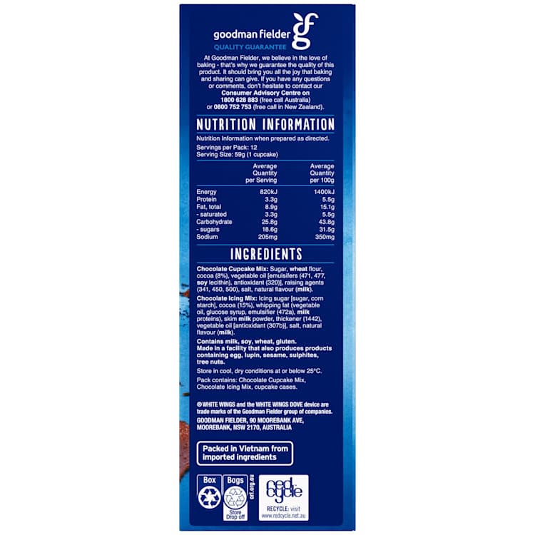 White Wings Chocolate Cupcakes Mix