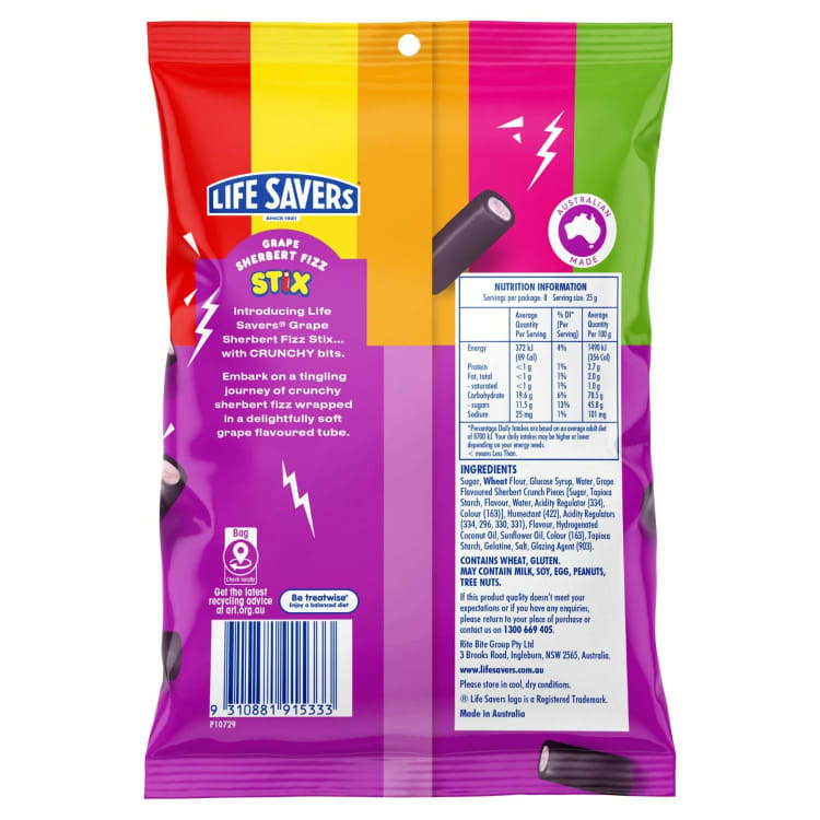 Life Savers Grape Sherbert Fizz Stix