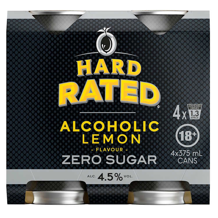 Hard Rated Zero Sugar Alcoholic Lemon Can 375mL 