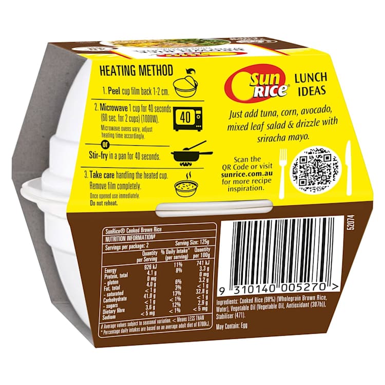 SunRice Brown Rice Cups