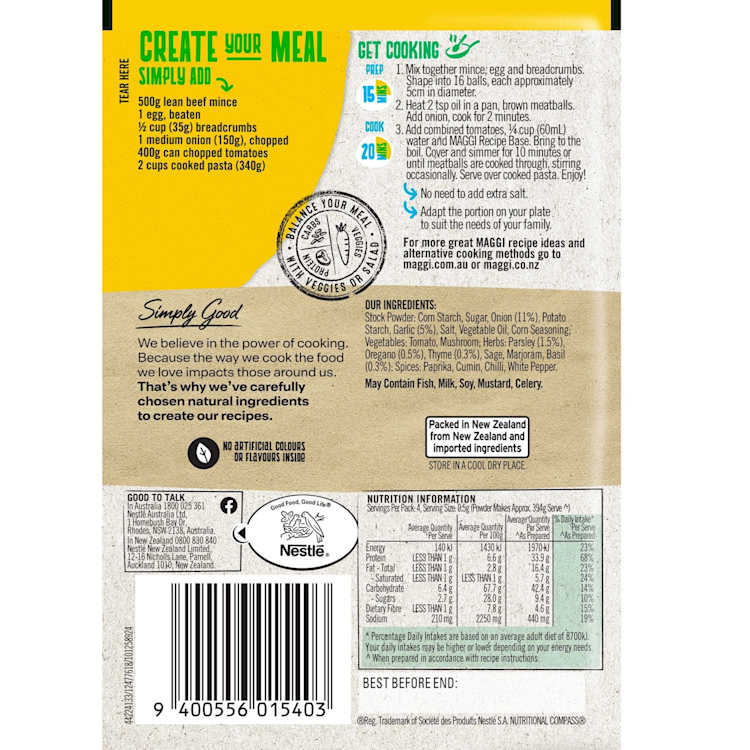 Maggi Recipe Base - Dry Culinary Mediterranean Meatballs Natural