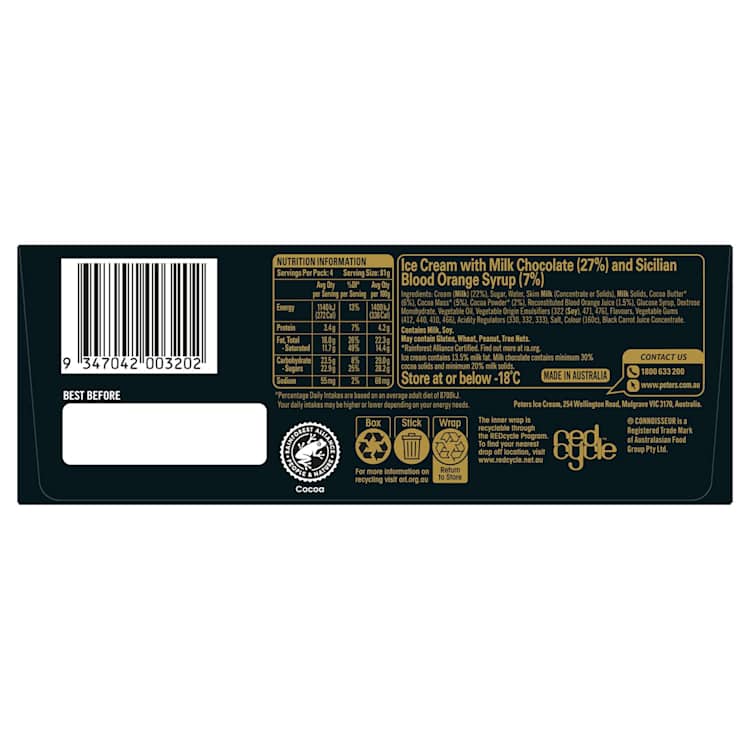 Connoisseur Gourmet Blood Orange & Chocolate Ice Cream Sticks