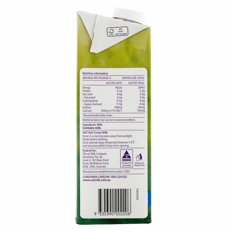 A2 Milk Long Life Full Cream Milk