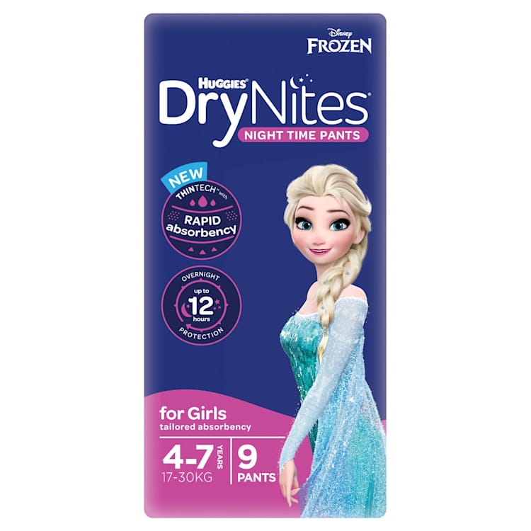 Huggies DryNites Night Time Pants for Girls 4-7 Years (17-30kg)