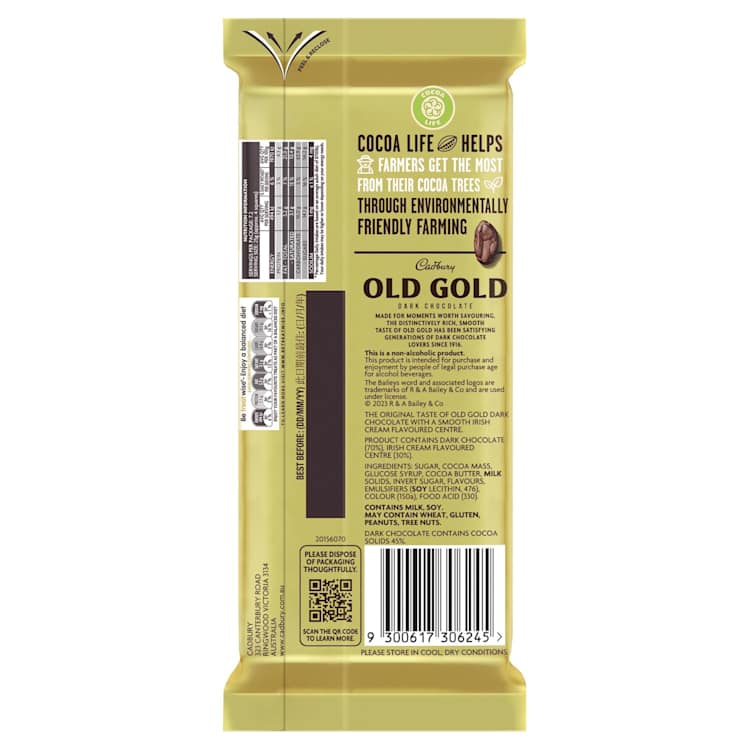 Cadbury Old Gold Dark Chocolate Baileys Irish Cream